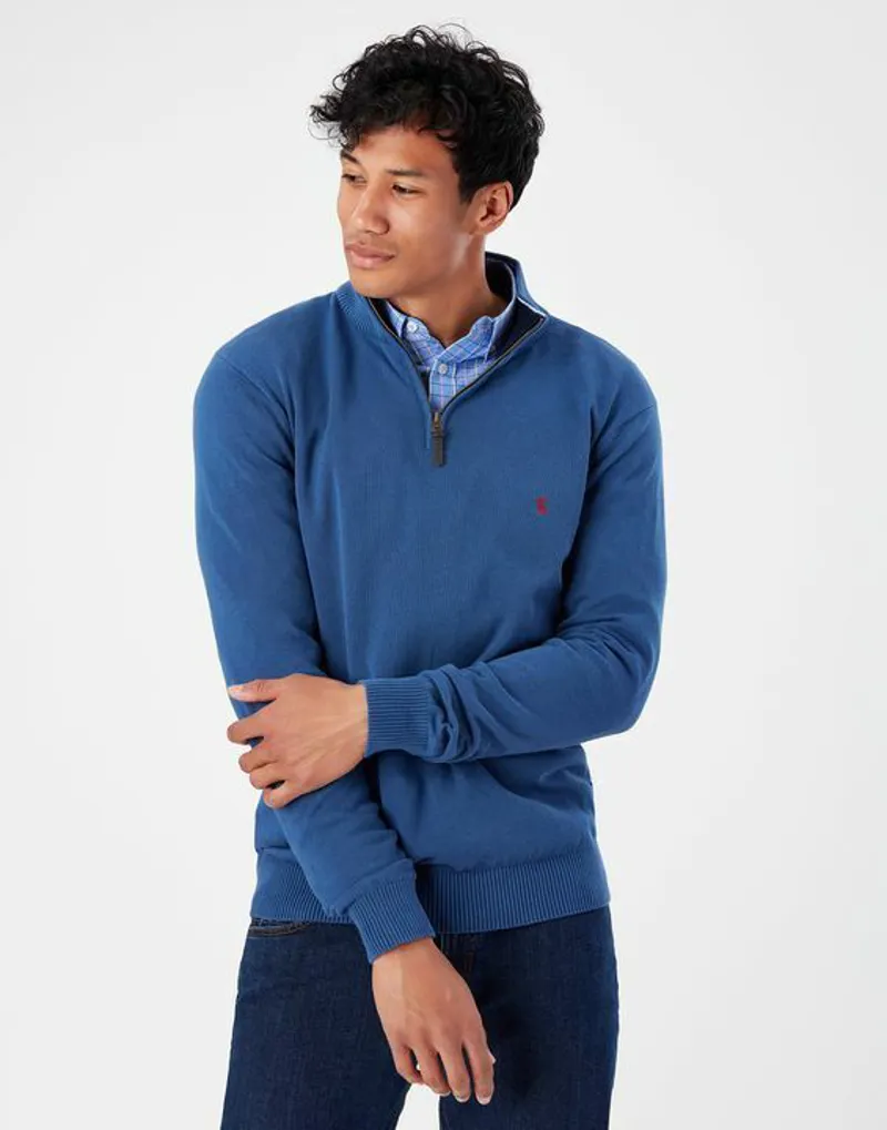 Joules Hillside Zip Neck Ink Blue Jumper